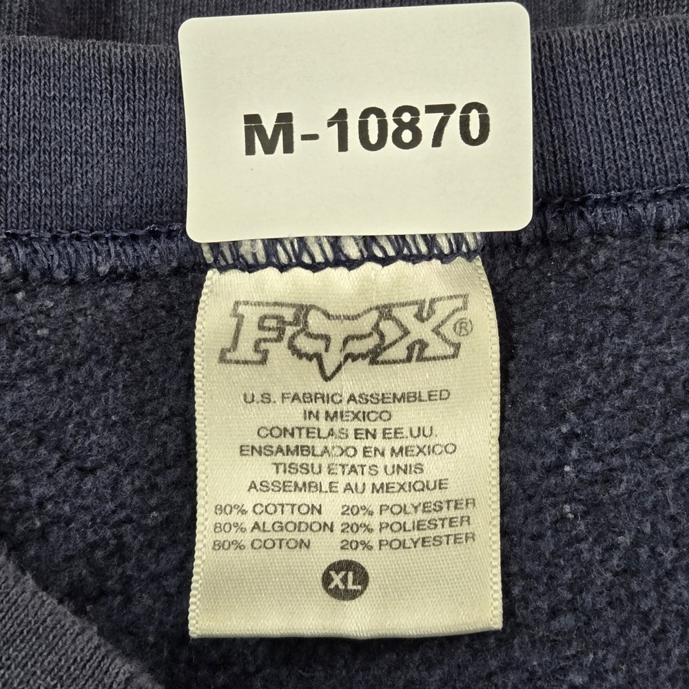 VINTAGE Fox Racing Men Sweatshirt XL Blue Embroidered Motocross Skater Y2K READ - Picture 2 of 9